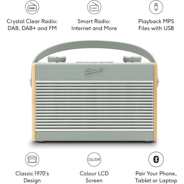 Roberts Radio Rambler Max DAB/DAB+/FM RDS/Internet Smart Radio with Bluetooth - Duck Egg