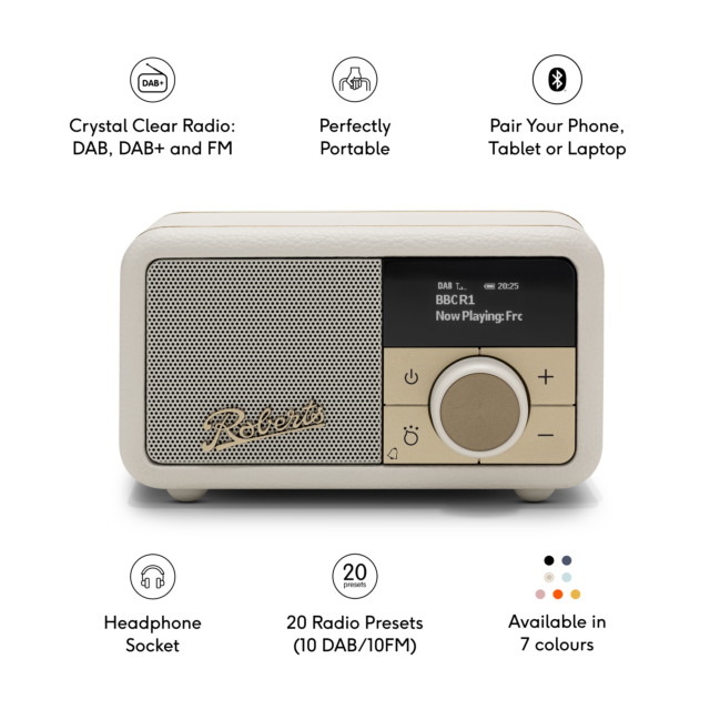 Roberts Radio REV-PETITE2PC DAB+/DAB/FM RDS Radio - Pastel Cream