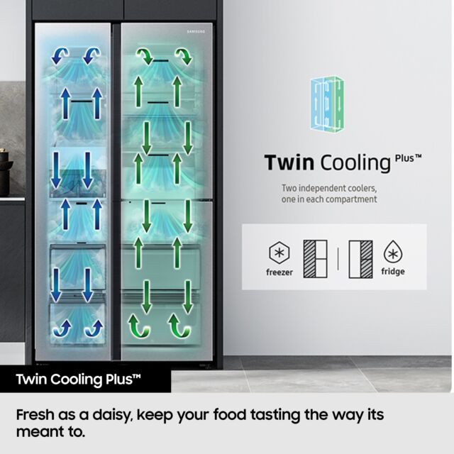 Samsung RS68A884CSL/EU 91.2cm No Frost American Style Fridge Freezer - Aluminium Aluminium