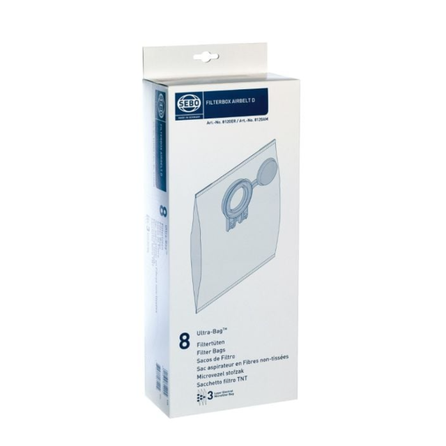Sebo 8120ER Pack of 8 Ultra Bags to fit airbelt D models 