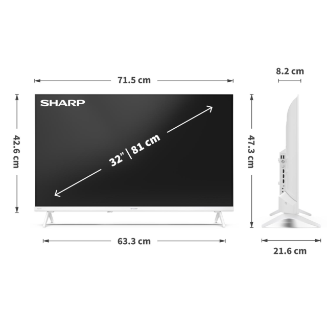 Sharp 1T-C32HE2245KW 32inch HD Ready TiVo Smart TV - White 