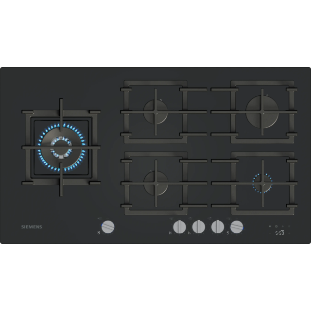 Siemens ER9A6SH40 Gas Hob - iQ700 - 90 cm, 5 burners, 5kW Wok burner, Optimised stepFlame, 5 Dishwas