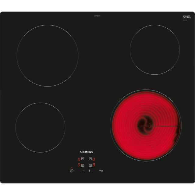 Siemens ET61RBEA1E quickLite Ceramic Hob - iQ100 - 60 cm, 4 zones, 17 power levels, Touch control, F