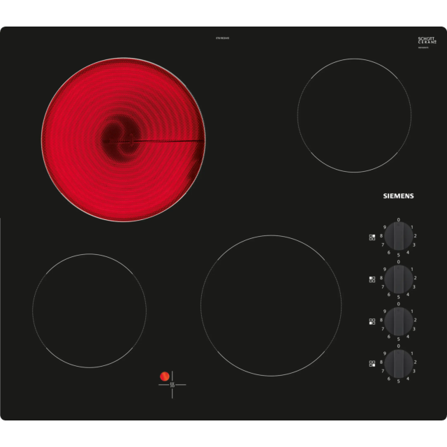 Siemens ET61RCEA1E quickLite Ceramic Hob - iQ100 - 60 cm, 4 zone, Side control, Frameless Black glas