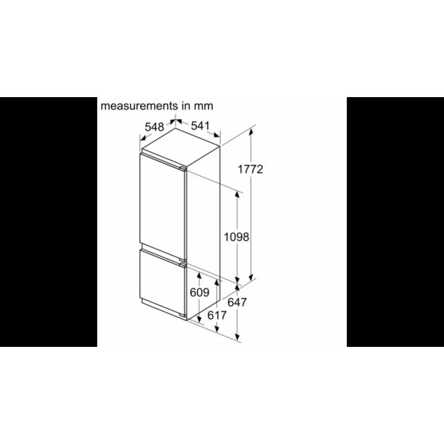 Siemens KI87VVFE0G 177x54 Low frost bottom freezer, Fresh Box, fixed hinge, 70/30 split 