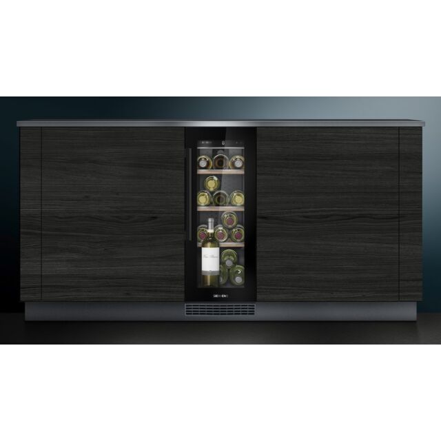 Siemens KU20WVHF0G 82X30 under counter wine cabinet with front recess to allow for plinth installati