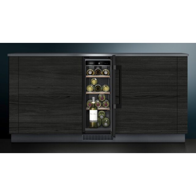 Siemens KU20WVHF0G 82X30 under counter wine cabinet with front recess to allow for plinth installati