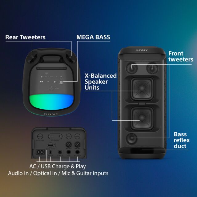 Sony SRSXV800B_CEL Wireless 2 ch Portable Speaker - Black 