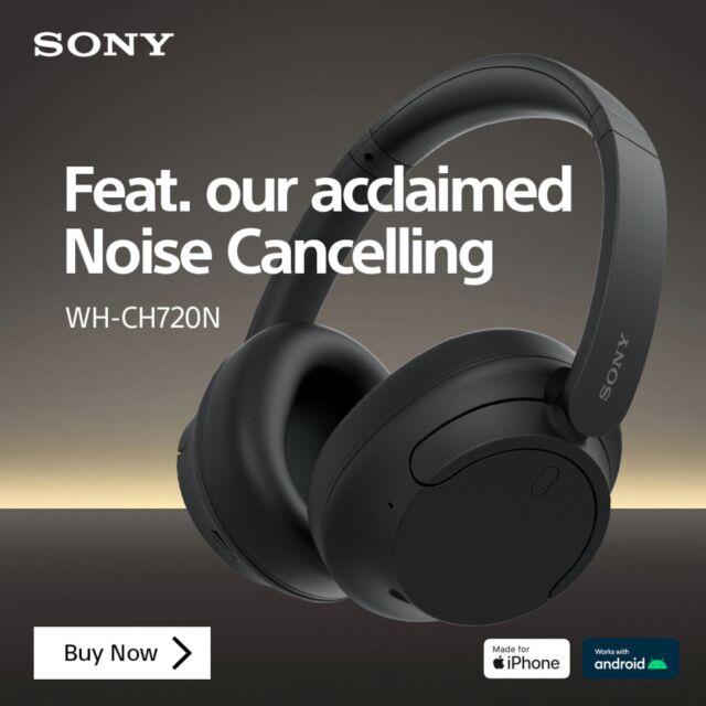 Sony WHCH720NB_CE7 Wireless Noise Cancelling Headphones - black Black