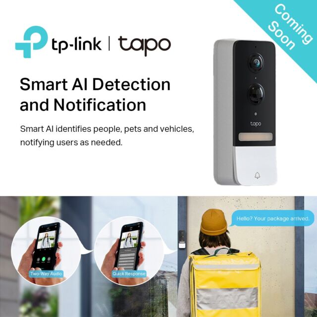 TP-LINK TAPOD230S1 Smart Battery Video Doorbell Camera Kit - White