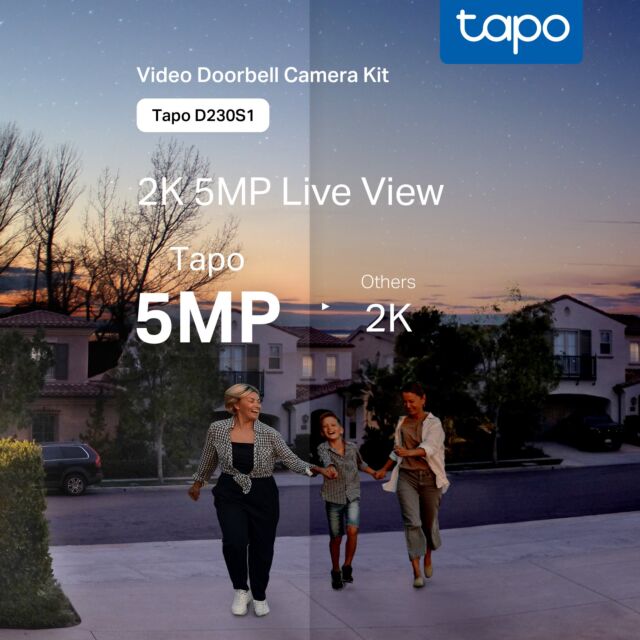 TP-LINK TAPOD230S1 Smart Battery Video Doorbell Camera Kit - White