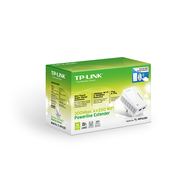 Tp-Link TL-WPA281 V3 300Mbps Av200 Wifi Powerline Extender 