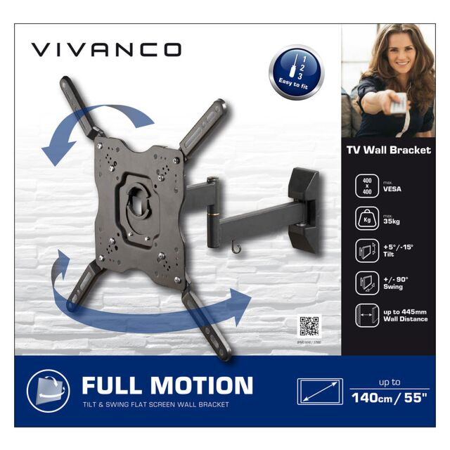 Vivanco 37980 TV Wall Bracket, Full Motion Black