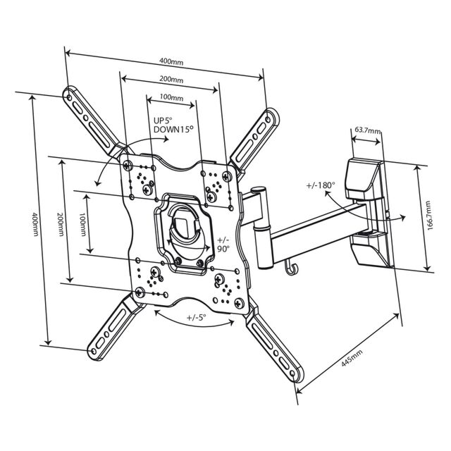 Vivanco 37980 TV Wall Bracket, Full Motion Black