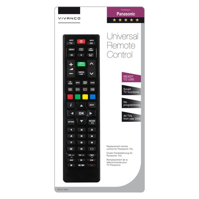 Vivanco 38015 Panasonic Universal Remote Control Black