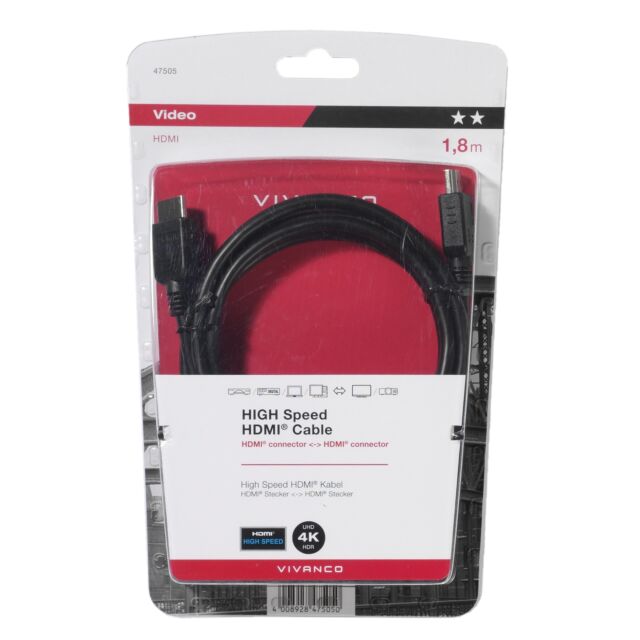 Vivanco 47505 HDMI High Speed Cable 1.8M - Black