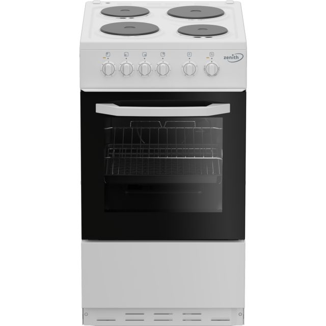 Zenith ZE503W 50cm Electric Single Oven with solid plate - hob White White