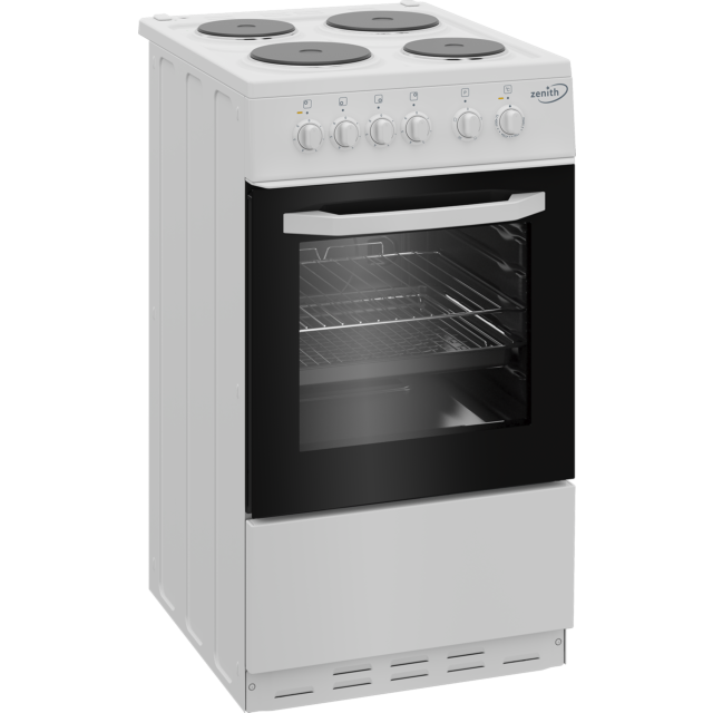 Zenith ZE503W 50cm Electric Single Oven with solid plate - hob White White