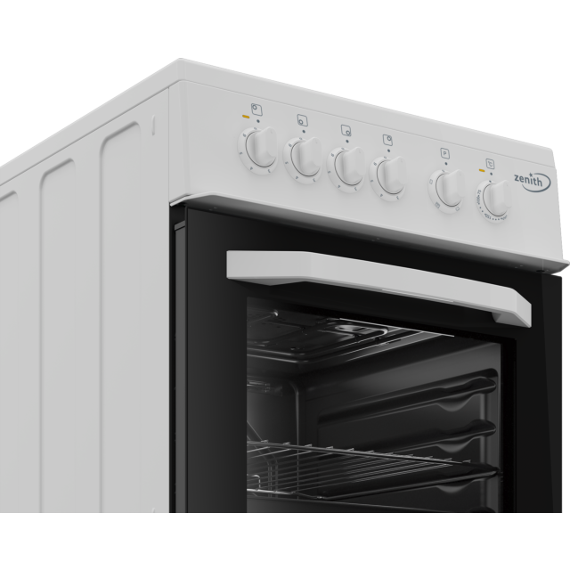 Zenith ZE503W 50cm Electric Single Oven with solid plate - hob White White