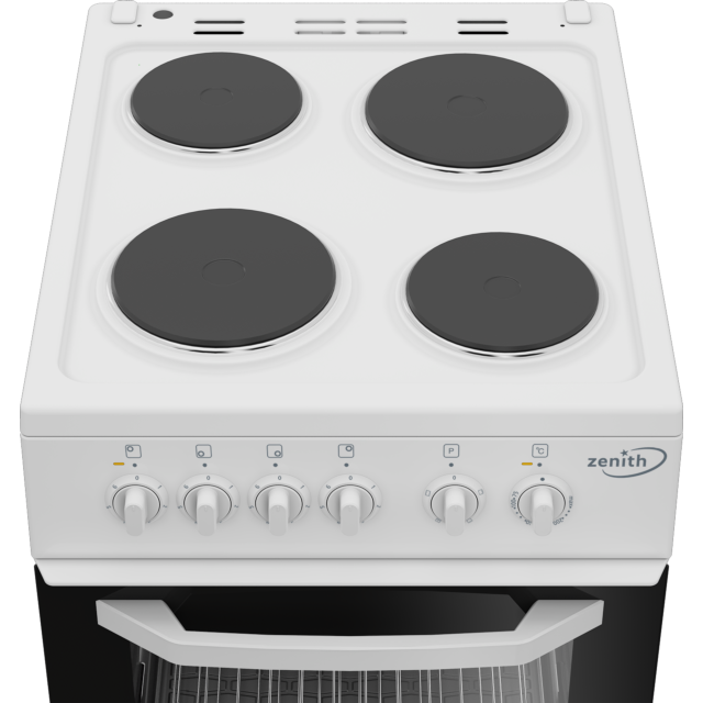 Zenith ZE503W 50cm Electric Single Oven with solid plate - hob White White