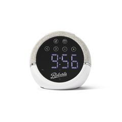 Roberts Radio ZENW FM clock radio with device charging in White 