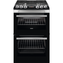 Zanussi ZCG43250XA 55cm Double Oven Gas Cooker with Gas Hob - Stainless